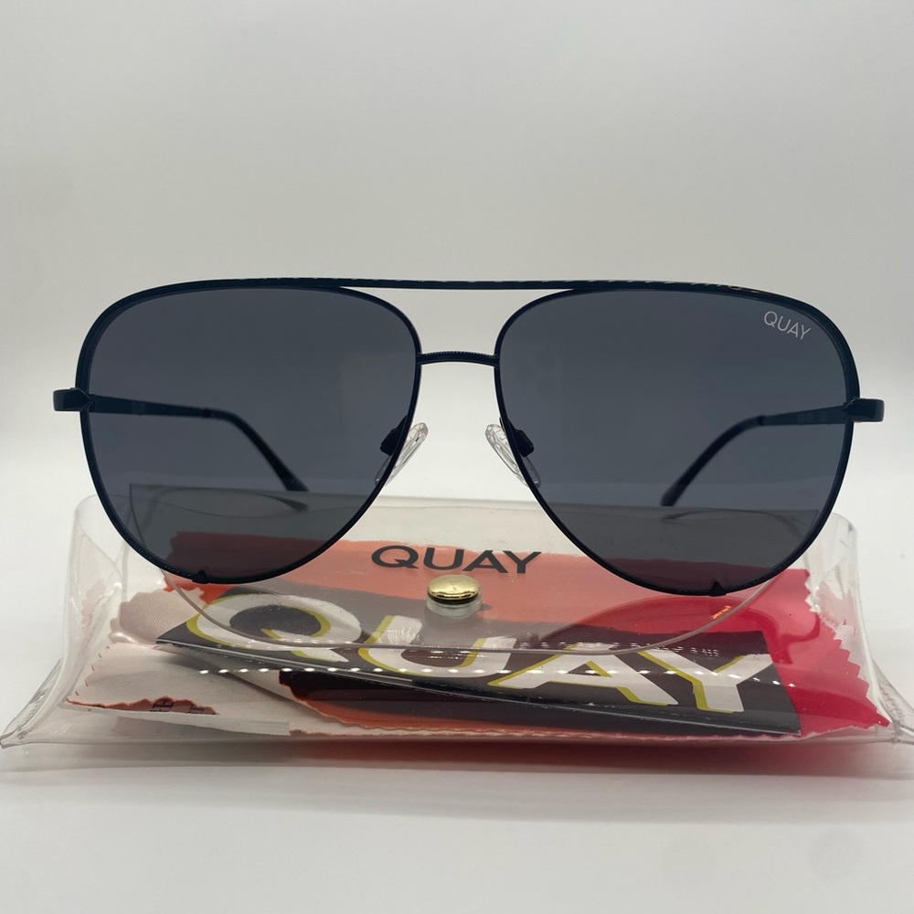 Quay Australia High Key Smoke Black Aviator Sunglasses extra large new no tags